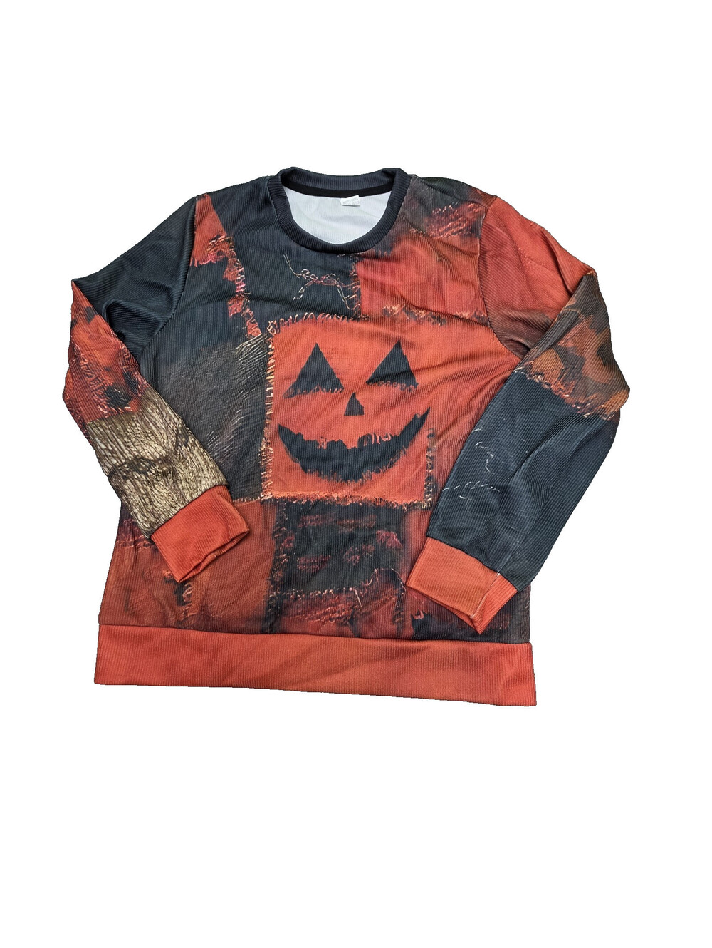 Men’s Sweatshirt Halloween Jack-o'-lantern Graphic Orange/Black Size M